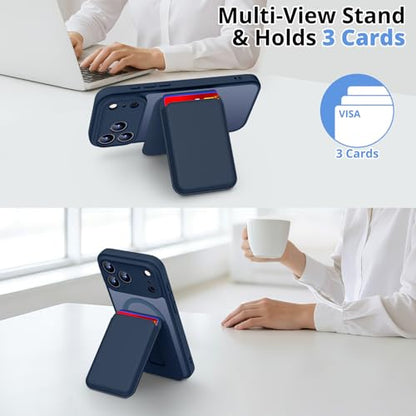 for iPhone 17 Pro Max Case w/Detachable MagSafe Wallet-Blue | RFID Blocking Card Holder&Kickstand, Military-Grade Drop & Raised Camera Protection for Travel & Commute - color: Blue