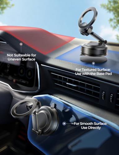 LISEN Magsafe Car Mount, [98LBS Vacuum Suction] Magnetic Phone Holder for Car Dashboard & Windshield, Strong Magnet Cell Phone Car Mount for iPhone 17 16 15 14 13 12 Pro Max/Air - color: Obsidian Black