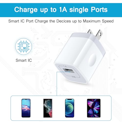 5V 1A Power Adapter Fast Charging Block for Samsung Galaxy A17/A16/A15/A14/S25 Ultra/S25/S24/S23/Z Flip 7 Z Fold 7,Single Port USB C Wall Charger Cube Box Power Adapter Android Phone Wall Plug Outlet - color: White