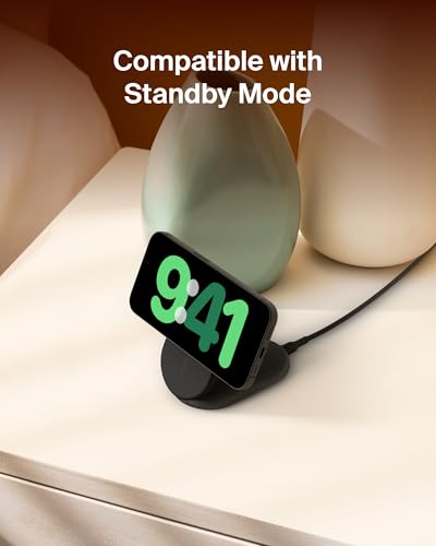 Belkin Qi2 15W Magnetic Foldable Wireless Charging Stand, Standby - color: Black