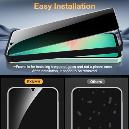 2+2 Pack for Samsung Galaxy A26 Privacy Screen Protector & Camera Lens Protector, Anti Spy Shatterproof Tempered Glass Film with Easy Installation Frame, Bubble Free Case Friendly - size: Samsung Galaxy A26