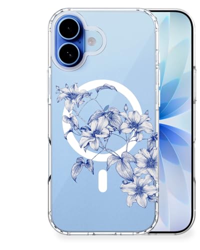 Feams for iPhone 17 Case [Compatible with Magsafe] Slim Shockproof Protective Clear Phone Cover for iPhone 17 6.3" Women Girls, Blue Clematis - color: Blue Clematis, size: for iPhone 17 (6.3 Inch)