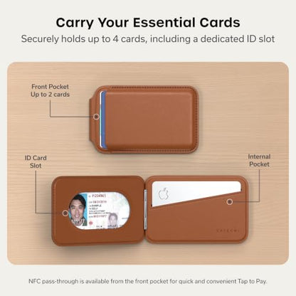 Satechi MagSafe Wallet Stand, Card Holder, NFC Pass-Through - color: Brown