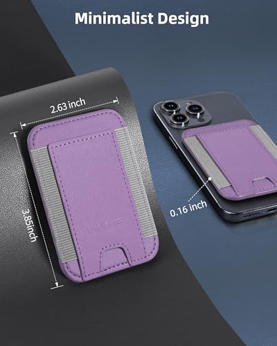 HiWe for MagSafe Wallet, 7 Cards Holder for Phone Case, RFID Blocking - color: Purple Yam Wallet - Grey Band