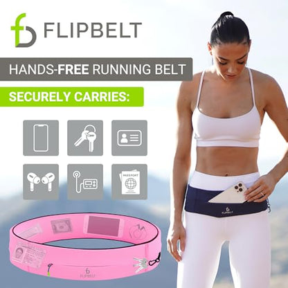 FlipBelt Zipper Running Belt, Waist Pack for Fitness and Running, US Company - color: Girly Pop Pink, size: X-Small