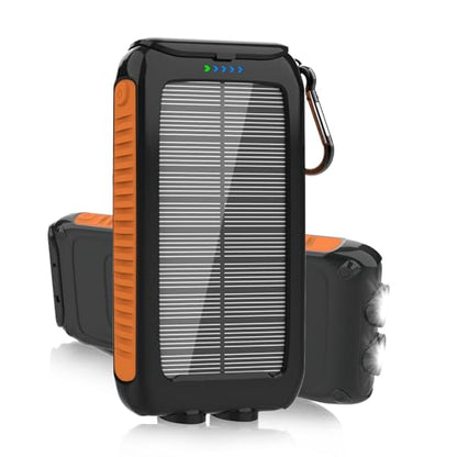 Nuynix 49800mAh Solar Power Bank with 15W Fast Charging & USB Charging - color: Orange