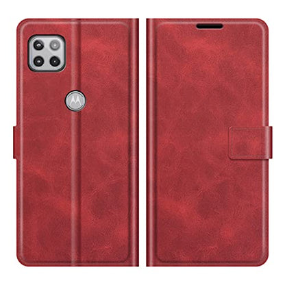 Flip Case for Motorola One 5G UW Ace Wallet Leather Magnetic Protective Cellphone Case for Moto One 5G Ace 2021 / Moto G 5G Folio Book Cover & Stand (Red) - color: Red