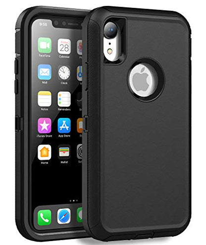 MXX Compatible with iPhone Xr Case, 3-Layer Super Protective Full Heavy Duty Body Tough Rugged Bumper Cover, Shock & Dust Proof, Designed for Apple Xr Phone Case 6.1" Black - color: Black