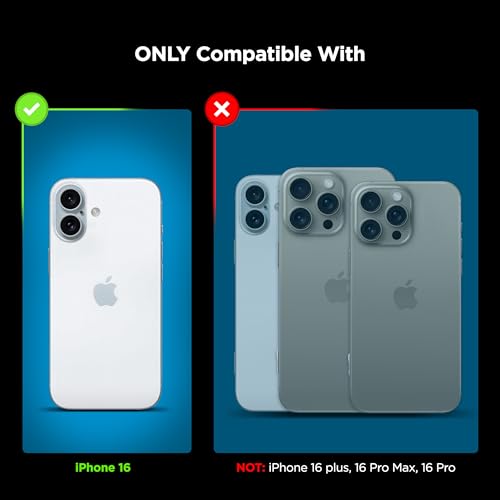 ENCASED Shockproof Case Compatible with iPhone 16 - Ultra Protective Heavy Duty Magnetic Phone Cover, Rebel Series (Black, for iPhone 16) - color: Black, size: iPhone 16