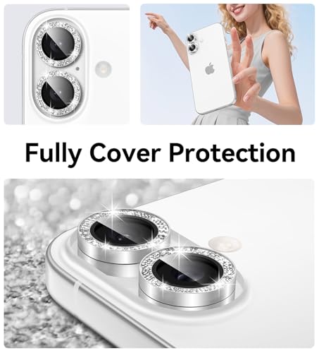 Matekxy for iPhone 17 Camera Lens Protector Glitter Individual Cover - color: White