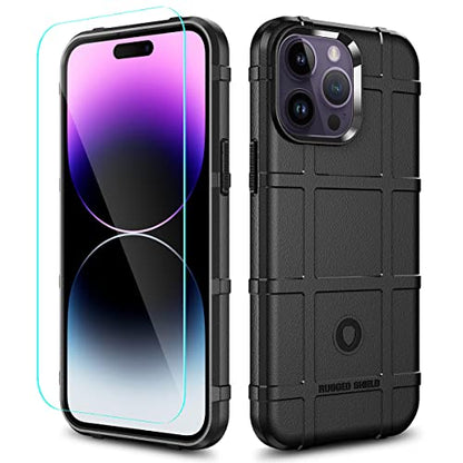 Rugged Shield 8ft Drop Proof TPU Thick Armor Tactical Protective Case Compatible with iPhone 14 Pro Max (6.7 inches) - Dark Black - color: Dark Black, size: iPhone 14 Pro Max