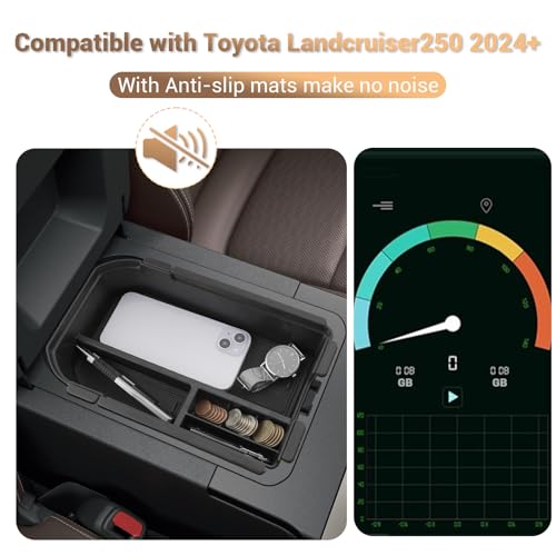 Compatible with Toyota Land Cruiser 250 Center Console Tray for Toyota Land Cruiser Accessories for 2024 2025 Toyota Land Cruiser 1958/Land Cruiser Middle Console Tray Double Layer (Not Fit Cool Box) - size: 3) Land Cruiser 2024-2027 Double Layer Tray