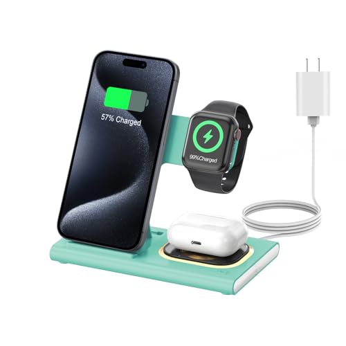 3 in 1 Foldable Charging Station for Apple Wireless Charger - color: Green