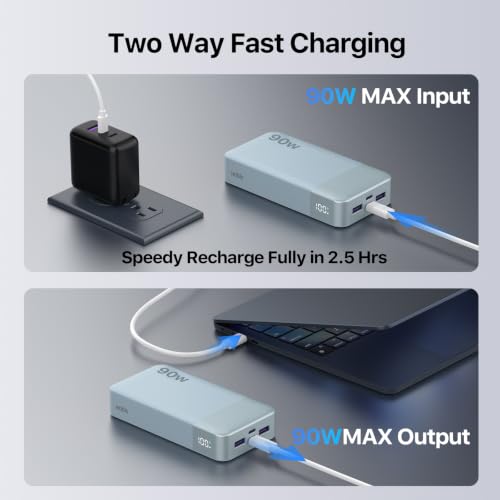 NOBIS Portable Charger 20000mAh 90W Laptop Power Bank - color: Blue