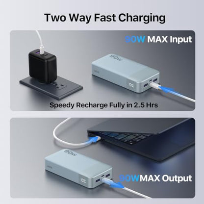NOBIS Portable Charger 20000mAh 90W Laptop Power Bank - color: Blue