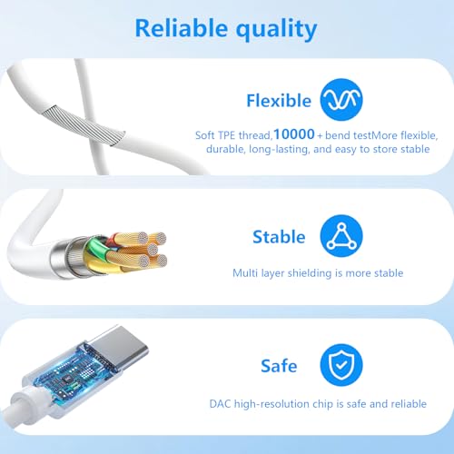 5 Pack USB C Headphones with Microphone Volume Control for iPhone 17/16/15 Pro Max iPad Plus Type-C USB-C Wired Earbuds USB Type C Earphone for Samsung S25 Ultra S24 S23 S22 （1.2M/4Ft）