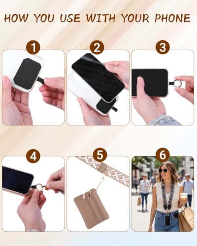 Clip and Go Strap for Phone with Wallet Crossbody phone Lanyard Adjustable