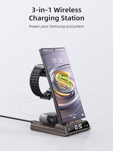 Wireless Charger for Samsung, Android Charger for Samsung Galaxy S25 Ultra - color: Woodgrain