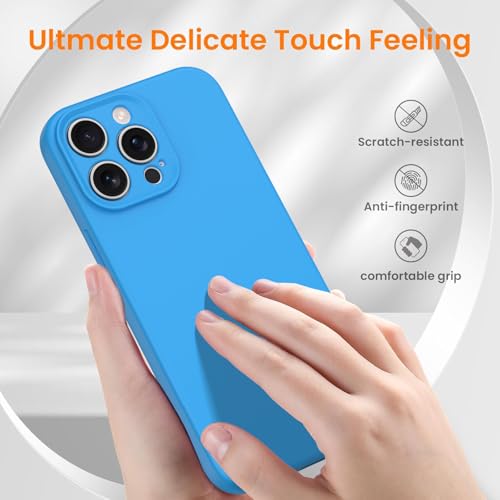 Compatible with iPhone 13 Pro Case, Shockproof Liquid Silicone Protective Phone Case with Soft Anti-Scratch Microfiber Lining Ultra Slim Drop Protection Phone Cover (Azure) - color: Azure, size: iPhone 13 Pro