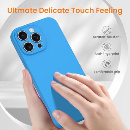Compatible with iPhone 13 Pro Max Case, Shockproof Liquid Silicone Protective Phone Case with Soft Anti-Scratch Microfiber Lining Ultra Slim Drop Protection Phone Cover (Azure) - color: Azure, size: iPhone 13 Pro Max