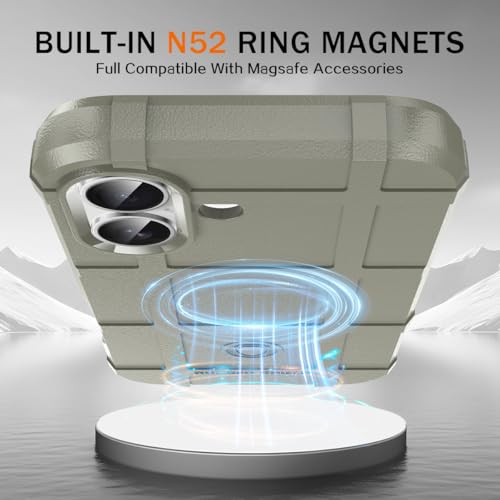 Rugged Shield Case for iPhone 17 (6.3") Compatible with MagSafe, 8ft Military Drop Proof, Wear Resistant Tactical Cover, Light Clay - color: Light Clay-M, size: iPhone 17