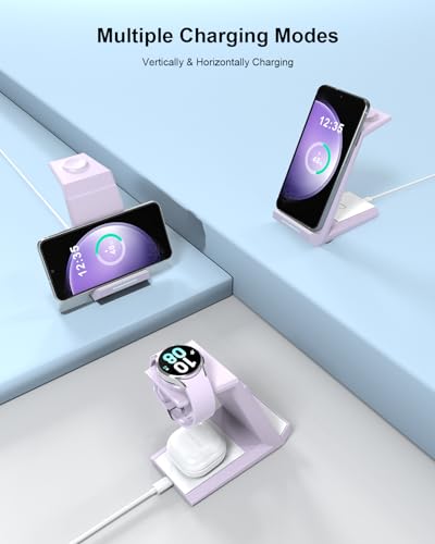 NANAMI 3 in 1 Wireless Charger for Samsung Multiple Devices - color: Purple