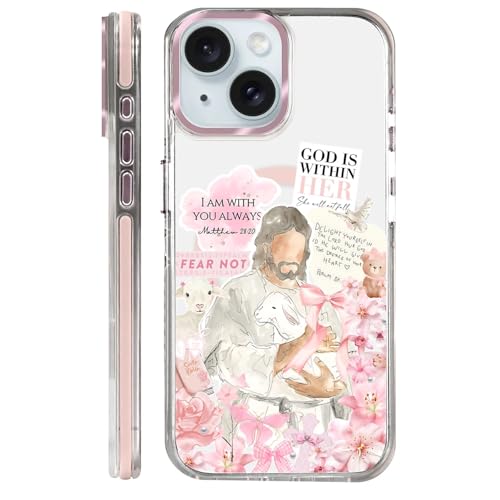Clear Case for iPhone 15, [Magnetic Charging Compatible][Military-Grade Protection][Anti-Yellowing] Shockproof Slim Magnetic Phone Case for iPhone 15, A Pink Jesus - color: A Pink Jesus, size: Iphone 15