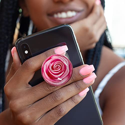 Clear Crystal Glitter Collapsible Expanding Moblile Cell Phone Grip Stand Holder for Smartphones and Tablets Phone Accessory（Pink Rose Flower） - color: Green
