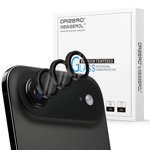 (3 Pack) Orzero Camera Lens Protector for iPhone Air 2025 / iPhone 17 Air, [EZ Install] [Case-Friendly] 9H Tempered Glass CD Pattern Lens Cover, Military-Grade Shockproof, HD Clarity Anti-Glare - Black - color: Black, size: iPhone 17 Air