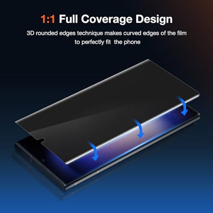 2 Pack Anti-Spy Private Screen Protector Install kit for Samsung Galaxy S23 Ultra 6.8 Inch,Auto-Positioning 3D Curved Full-coverage Flexible Soft TPU Screen Protective Film,Sensitive Touch Ultrathin - color: Galaxy S23 Ultra Black