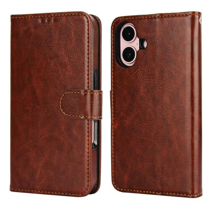 Bocasal Detachable Wallet Case Card Holder for iPhone 16, Brown | RFID Blocking Kickstand Card Slots Holder PU Leather Magnetic Shockproof Wrist Strap Removable Flip Protective Cover 6.1 inch - color: Brown
