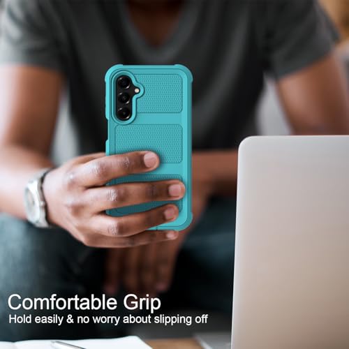 for Samsung Galaxy A16 5G Case with 2 Pack Tempered Glass Screen Protector, [Holster Series] Belt Clip Hard Tough Heavy Duty Rugged Shockproof Protective Cell Phone Case (Blue Green) - color: Blue Green