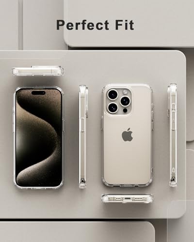 Mobnano Compatible with iPhone 15 Pro Max Case, with Multicolor Protective Shockproof Bumpers, Crystal Clear Back Not Yellowing Anti-Scratch Hard PC Back & Soft Silicone TPU Frame Cover - Clear - color: Clear, size: iPhone 15 Pro Max