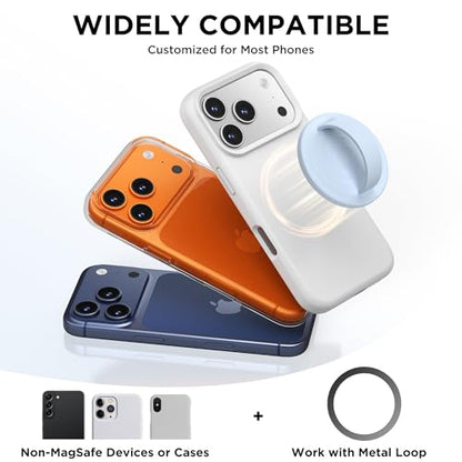 Magnetic Phone Grip Ring, Compatible with MagSafe, Upgraded Liquid Silicone for Secure Comfort, Rotating Finger Loop Ring Grip Holder for iPhone 17/16/15/14/13/12 Pro Max Plus, Baby Blue - color: Baby Blue