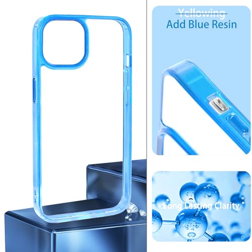 JJGoo Compatiable with iPhone 13 Pro max Case Clear, Transparent Shockproof Phone Case, Slim Anti-Scratch Hard PC Back Protective Cover Bumper, Transparent Blue - color: Transparent Blue