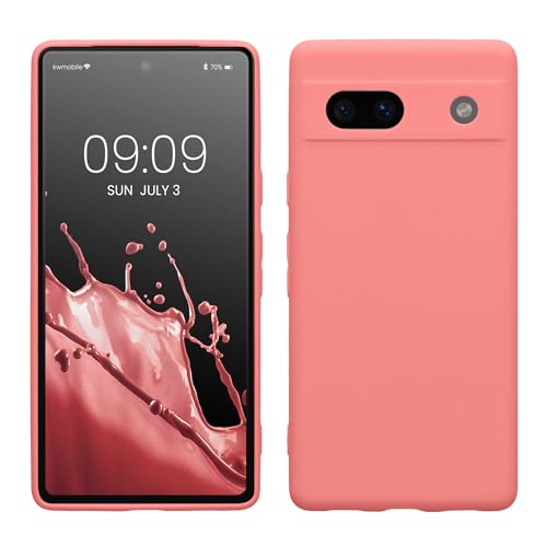 kwmobile Case Compatible with Google Pixel 7a Case - Protective Slim TPU Phone Cover - Soft Matte Finish - Pastel Coral - color: Pastel Coral