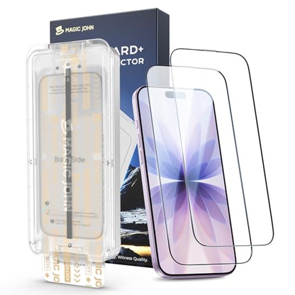 MAGIC JOHN 3rd Gen for iPhone 17 Screen Protector, Easy Installation 2 pack | Shatterproof Tempered Glass, 6.3 Inch Auto Dust-Elimination, Bubble Free, HD Clear - size: iPhone 17 6.3inch