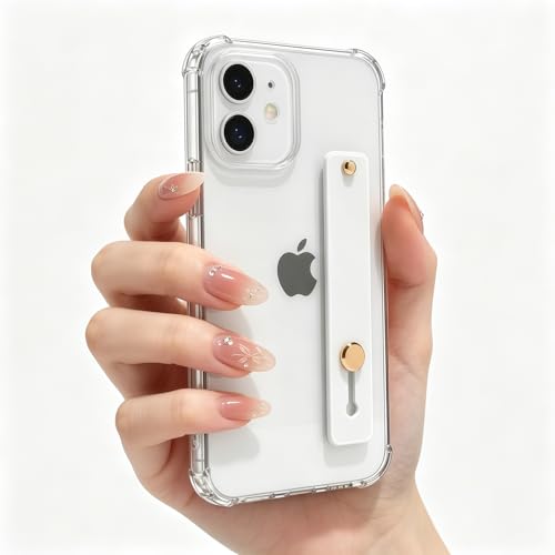 Compatible for iPhone 12 Case with Strap Holder Stand - Crystal Clear | Wristband Kickstand, Clear Soft TPU, Adjustable Finger Hand Grip Loop, Shockproof Bumper Rugged Cover - color: Crystal Clear, size: iPhone 12 6.1"