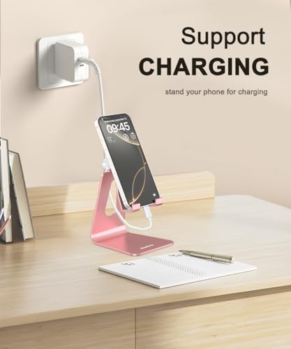 Cell Phone Stand for Desk- Adjustable Phone Stand Holder, Cradle, Dock, Desktop Stand for iPhone 17 16, 15, 14, Plus, Pro, Pro Max, 13 12 X XS,4-8" Phones, Office Accessories (Rose Gold) - color: Rose Gold