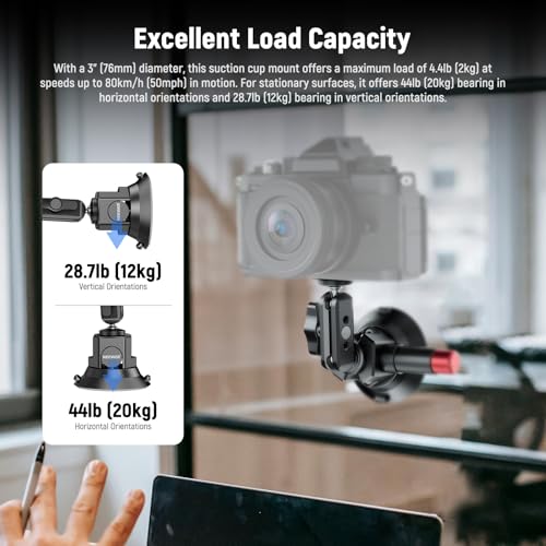 NEEWER 3" Suction Cup Camera Mount Bracket with Ball Head Magic Arm, CA104 - style: CA104