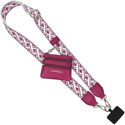 Save the Girls Clip & Go Phone Lanyard with Wallet Pouch, XOXO Boysenberry - color: Boysenberry