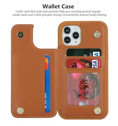 iCoverCase Compatible with iPhone 11 Pro Phone Case with Card Holder, Wallet Case for Women Men RFID Blocking PU Leather Protective Case 5.8 Inch (Light Brown) - color: Light Brown