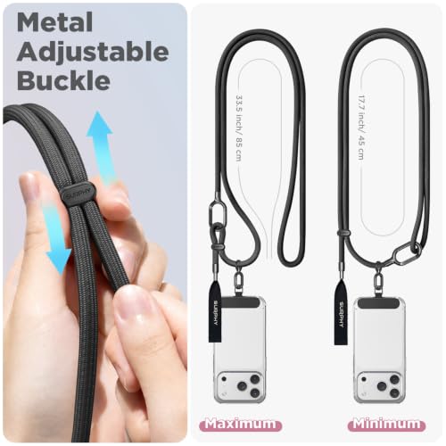 SURPHY Phone Lanyard Crossbody, Phone Strap Crossbody with 2 Tether Tabs - color: Black