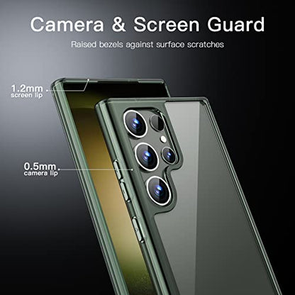 JETech Case for Samsung Galaxy S23 Ultra, Anti-Yellowing, Green | Shockproof Protection, Scratch Resistant Hard PC Back, Durable Transparent TPU Bumper - color: Green