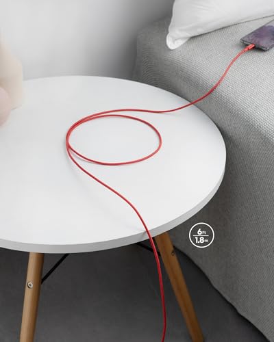 Anker USB C to USB C Cable, 100W Fast Charging Cable (2-Pack, 6 ft, Red) - color: Red, size: 6ft