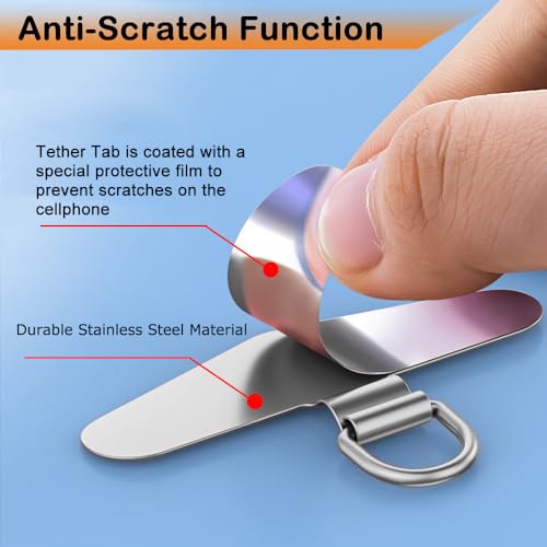 Phone Tether Tab, Bending Design 0.2mm Ultra-thin Stainless Steel Cellphone Lanyard Metal Patch Tether Tab - color: A