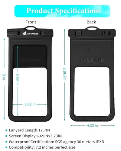 Universal Waterproof Phone Pouch 3 Pack, IPX8 Phone Water Protector Pouch Case Bag Lanyard Compatible iPhone 14 13 12 Pro Max Samsung Galaxy S22, Waterproof Phone Holder Protector Beach Swimming-3