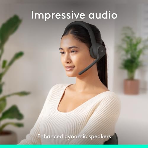 Logitech Zone 300 Wireless Bluetooth Headset with Noise-Canceling Microphone, Compatible with Windows, Mac, Chrome, Linux, iOS, iPadOS, Android – Graphite (Renewed)