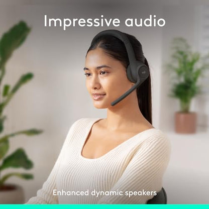Logitech Zone 300 Wireless Bluetooth Headset with Noise-Canceling Microphone, Compatible with Windows, Mac, Chrome, Linux, iOS, iPadOS, Android – Graphite (Renewed)