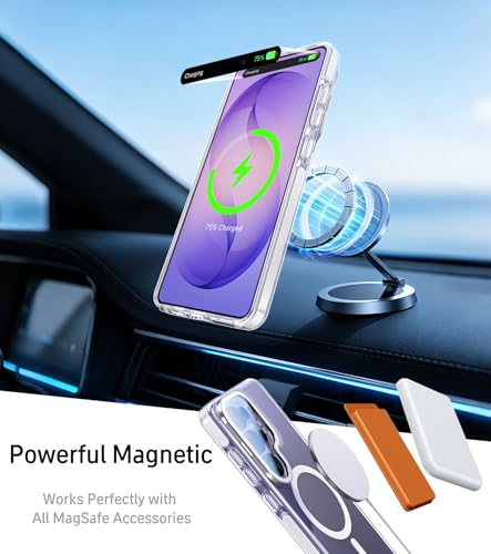 Clear Magnetic Case for Samsung Galaxy S26 Ultra with Camera Cover Stand | Full Camera Protection, Compatible with MagSafe, Anti-Yellowing Anti-Scratched Shockproof Slim Phone Case - color: Clear